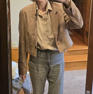 Cropped, Fully Lined Blazer | Warm Camel | Size M